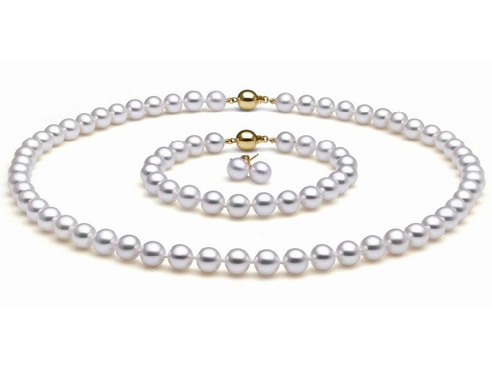 8-9 mm White Freshwater Pearl Set 14K Gold 8-9 mm White Freshwater Pearl Set 14K Gold